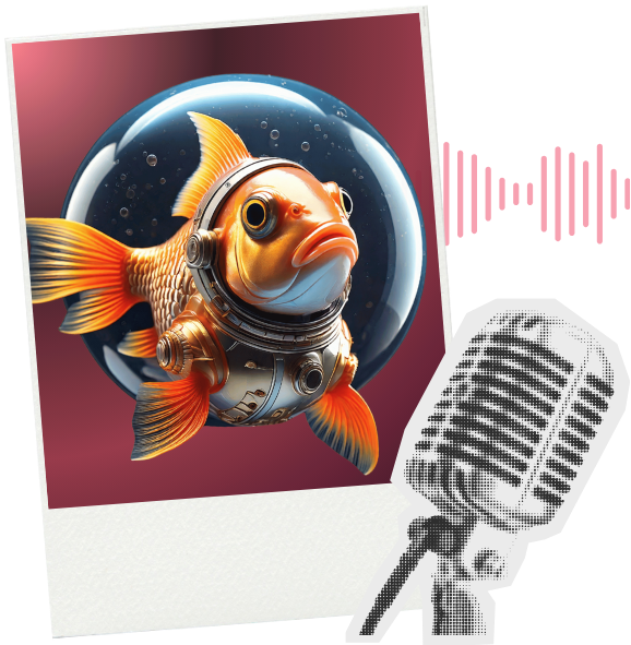 The Aquaculture Podcast - Fish in astronaut helmet with microphone