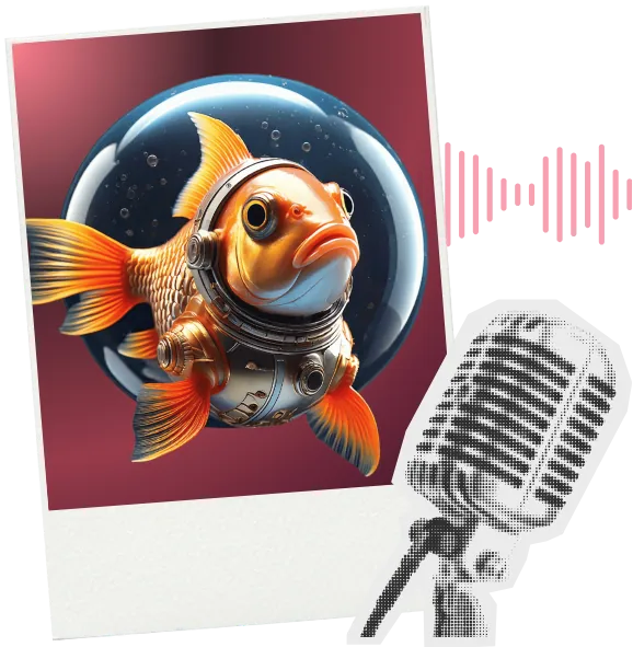 The Aquaculture Podcast - Fish in astronaut helmet with microphone