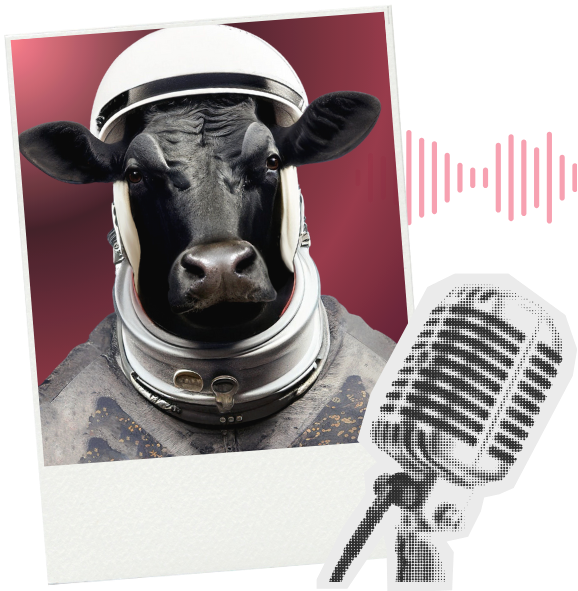 The Beef Podcast - Astronaut cow with microphone
