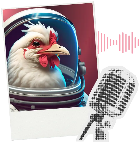 Poultry astronaut with microphone illustration
